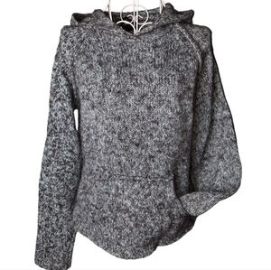 Athleta Blue Marled Wool Blend Knit Sweater Hoodie Pullover SZ M